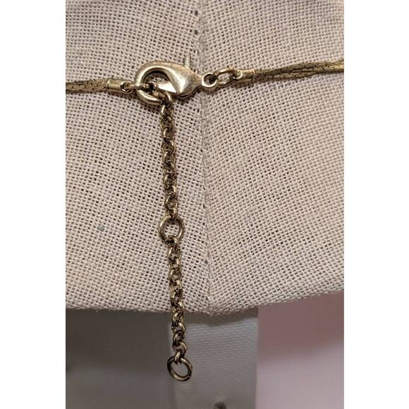 Three Strand Gold Tone Chain Necklace w/ Oblong Faux Pearls & Pave Balls - Picture 3 of 7